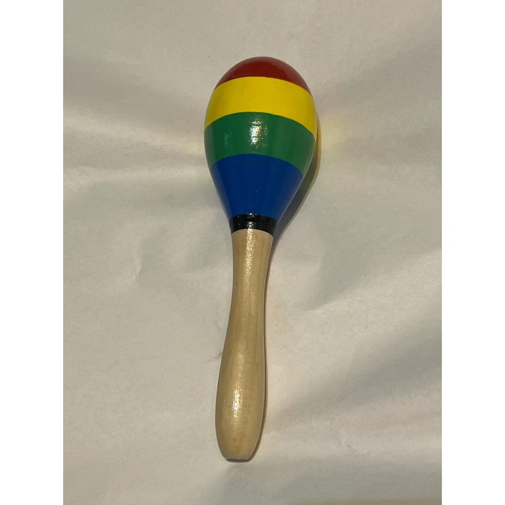 Melissa & Doug Wooden Rainbow Maraca Percussion‎ Musical Toy KM24177 Multicolor